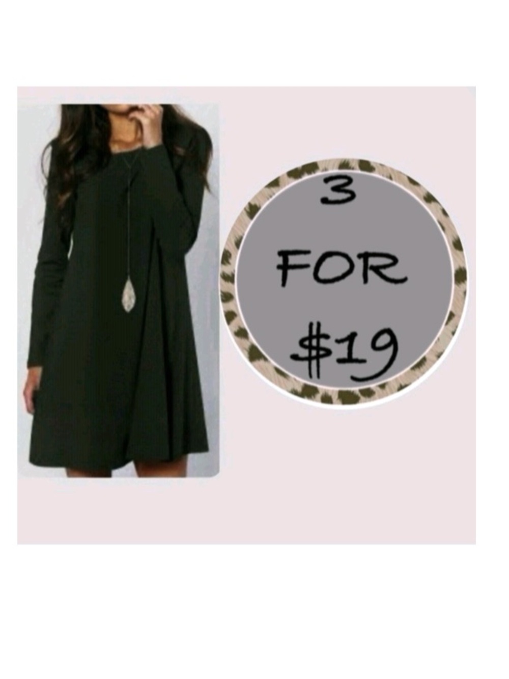 3/$19 Wishlist long sleeve swing tunic top blouse dress